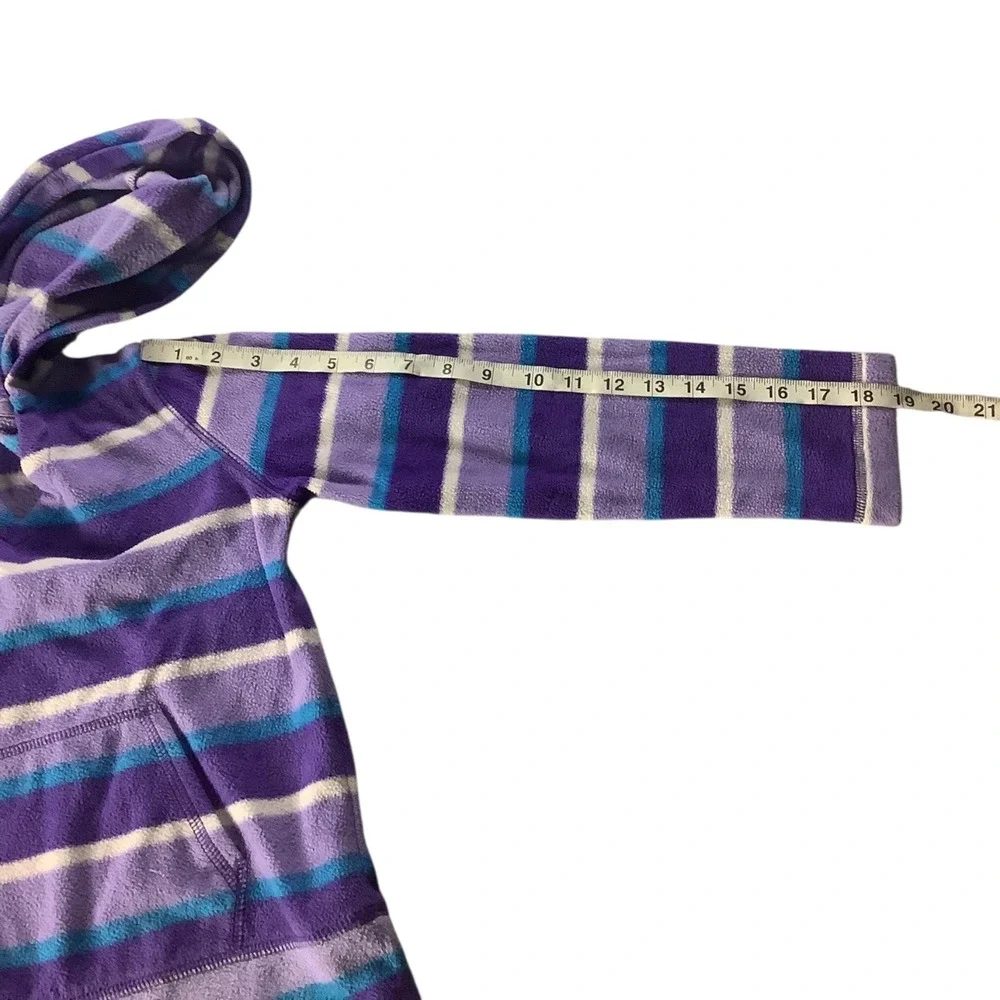 The Children's Place Girls Stripe Fleece Hoodie Pullover Purple Blue Size M 7 8